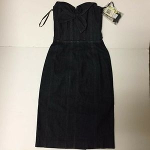 Betsey Johnson  Dark Blue Denim Strapless Dress